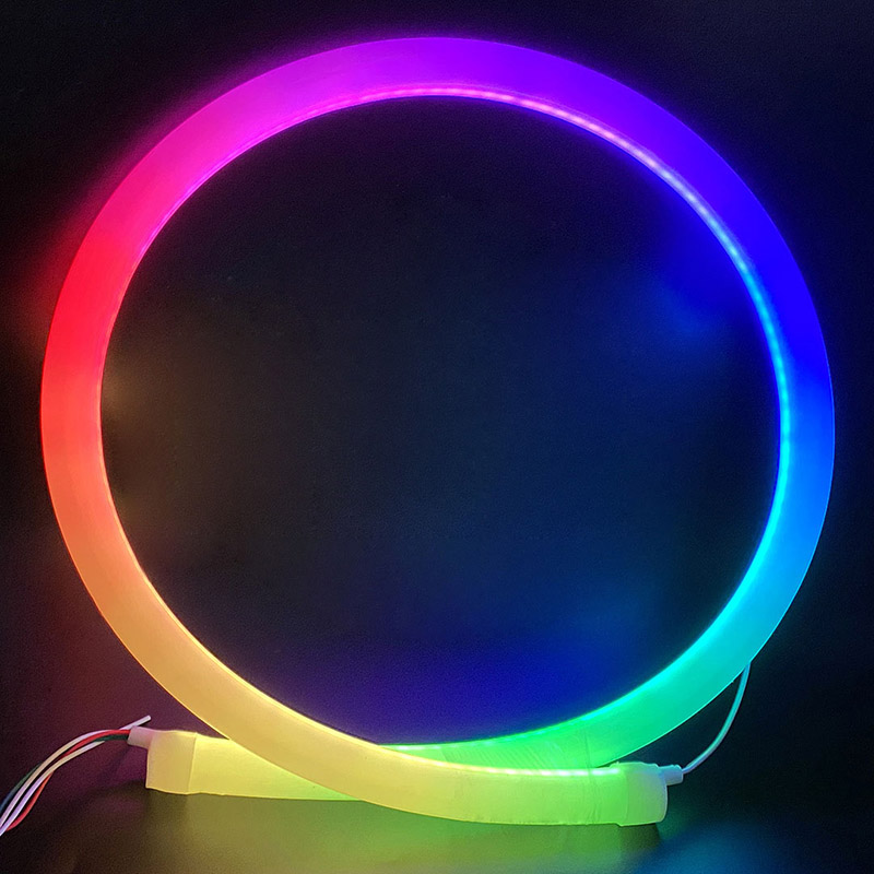DC5V WS2812B Addressable Real Φ28mm 360 Degrees Dream Color RGB Neon LED Lights - 288LEDs/m Dual Side Silicone Tube IP67 Neon Light